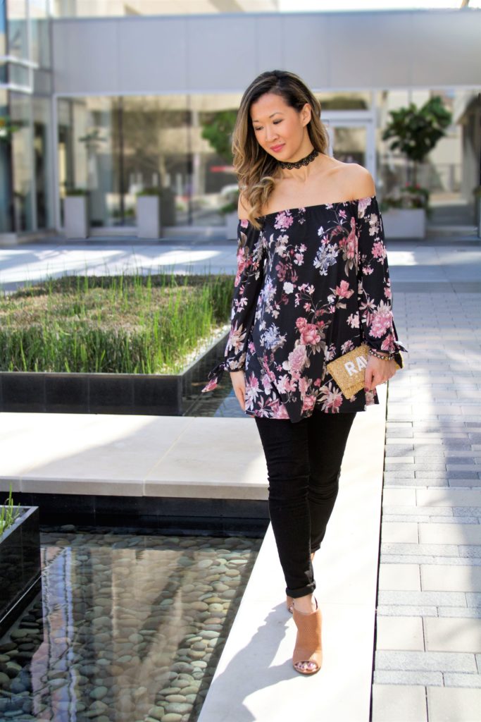 black floral top outfit