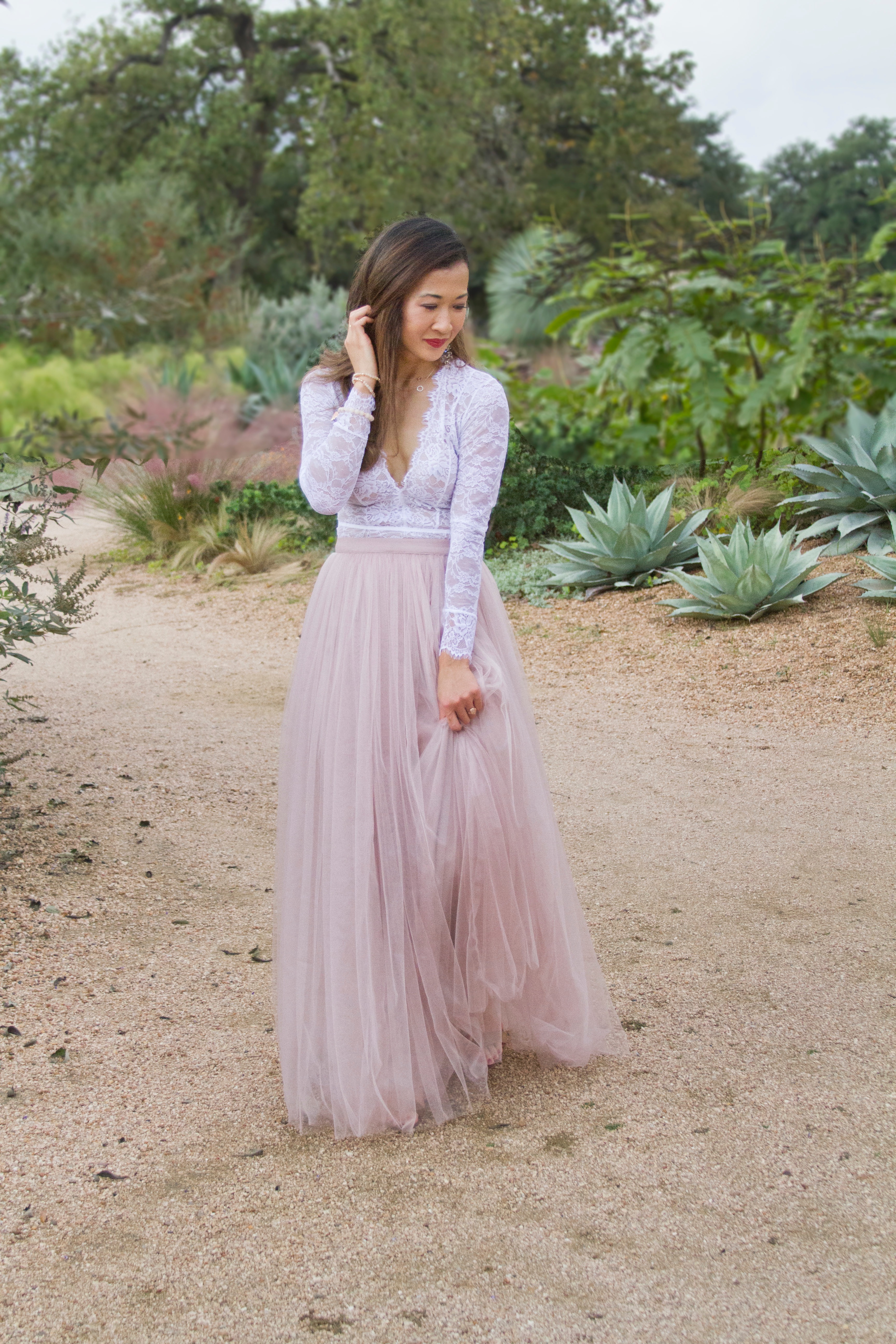 lace bodysuit and skirt outfit